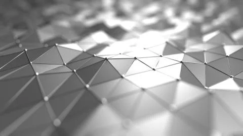 Futuristic technology related silver polygonal background. 3D rendering 스톡 일러스트
