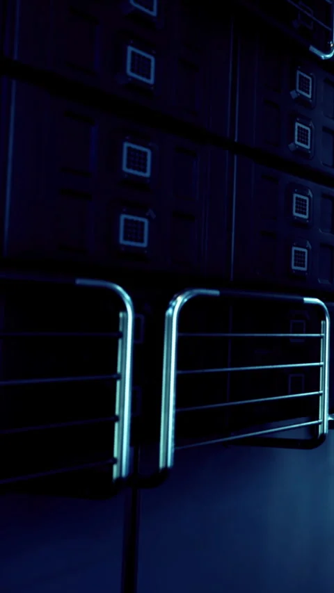Futuristic technology shines brightly in a dark, industrial setting Stock Footage 334050723