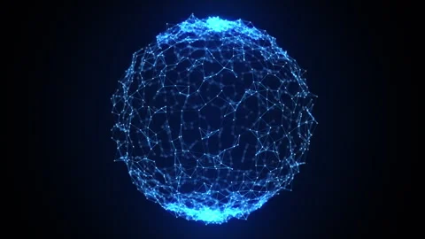 Futuristic technology sphere with digital network connections and data nodes Stock Footage 346965148