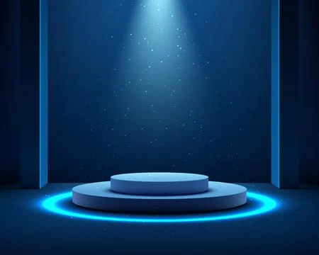 Futuristic technology stage background with glowing circular 3d podium in d.. Stock Illustration