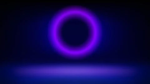 Futuristic technology stage, blue background. Round purple pink blurred neon Stock Illustration