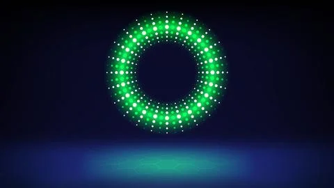Futuristic technology stage blue green background. Round neon glow. Abstract Stock Illustration