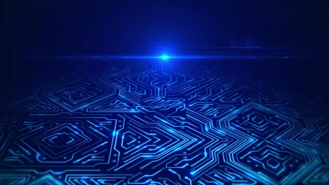 Futuristic Technology style electronic circuit line pattern Neon Animation CPU Stock Footage 176950098