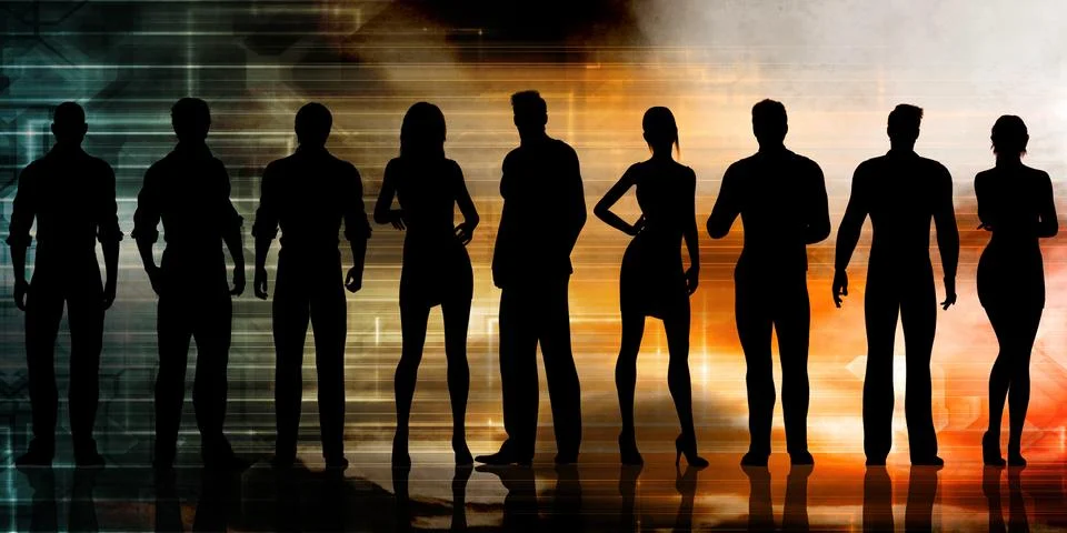 Futuristic Technology Team Illustrazione stock