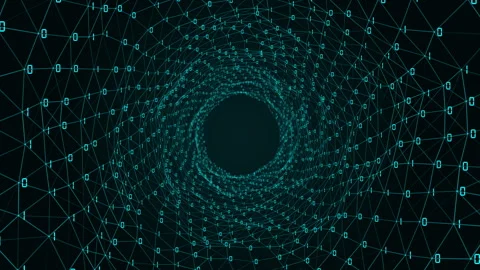 Futuristic Technology Tunnel with Abstract Binary Video Animated Background Stock Footage 336303500