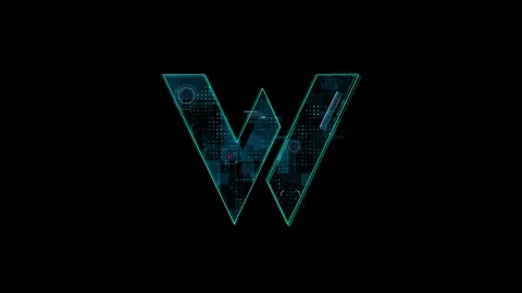 Futuristic Technology V Logo with Glowing Neon Tech Pattern Concept Design Видео 341918014