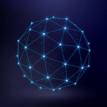 Futuristic technology vector background with wireframe connection circle graphic Stock Illustration