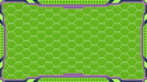 Futuristic technology vector frame design with neon green and purple colors Stock Illustration