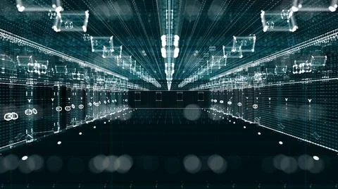Futuristic Technology Warehouse Hologram Stock-Illustration