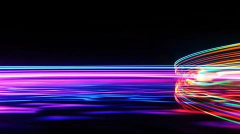 Futuristic technology wave background design with lights and bokeh Stock Illustration