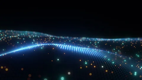 Futuristic Technology Wave Background with Glowing Dots and Particles Stock Footage 309596050