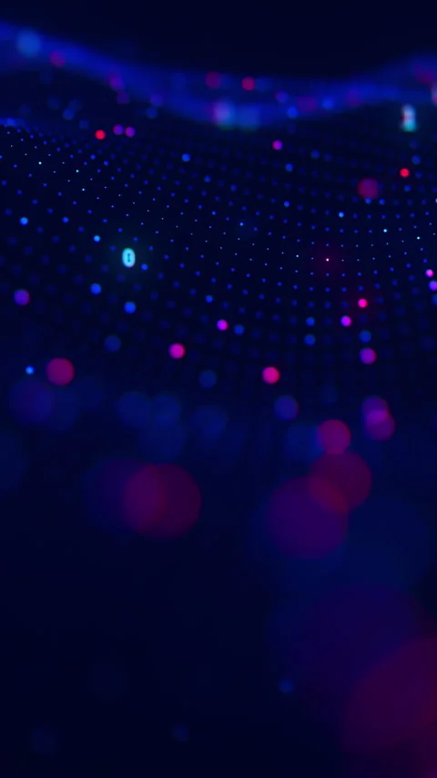 Futuristic technology wave with neon line patterns and cloud data points Stock Footage 347834552