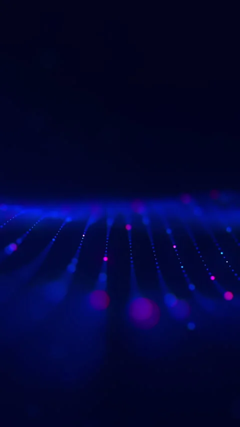 Futuristic technology wave with neon line patterns and cloud data points Stock Footage 348283095