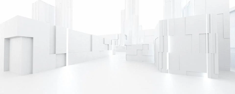 Futuristic technology white background 3d rendering illustration Stock Illustration