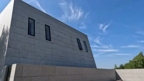 Futuristic Temple Windows Marble Wall Stock Footage 221716106