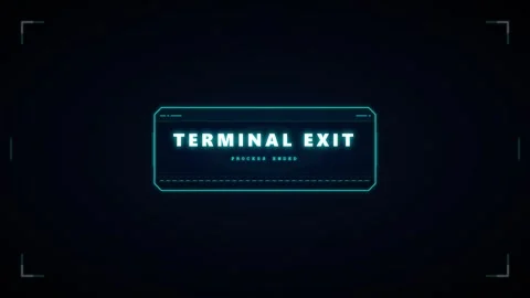 Futuristic terminal exit hud interface animation with glowing cyan digital .. Stock Footage 337561505