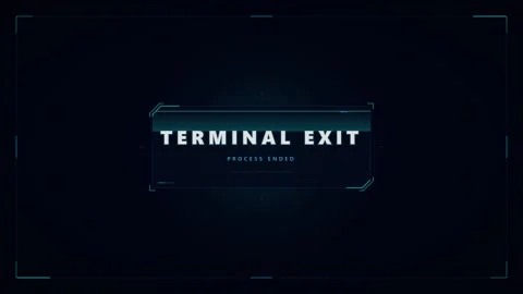 Futuristic terminal exit hud interface cyberpunk system shutdown notification Stock Footage 337561515