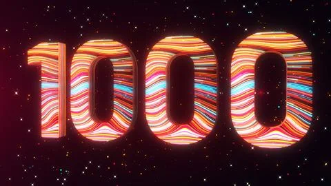 Futuristic Three Dimensional 1000 Milestone Number With Colorful Light Trails Stock Illustration
