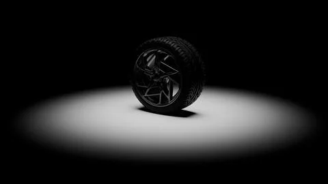 Futuristic tire design illuminated with dramatic spotlight 스톡 일러스트