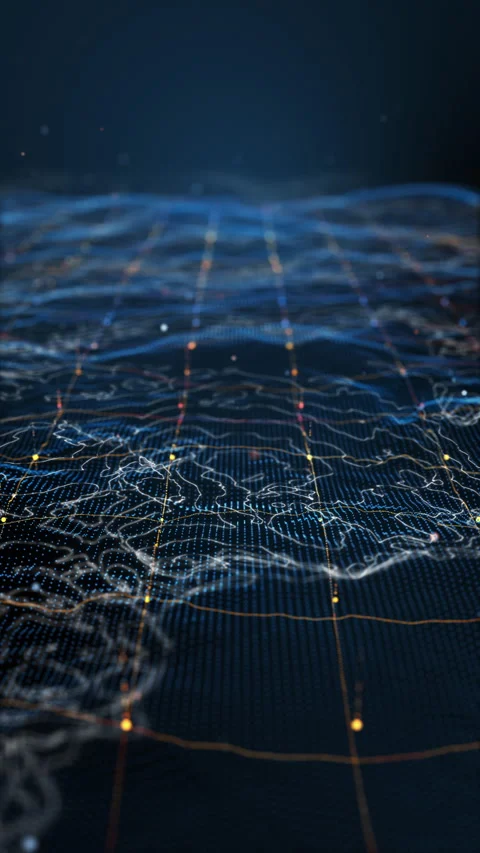 Futuristic Topographic Grid with Glowing Points. Stock Footage 312533743
