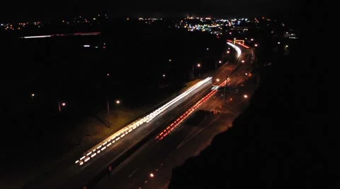 Futuristic Traffic at night in the City Stock Footage 1048285