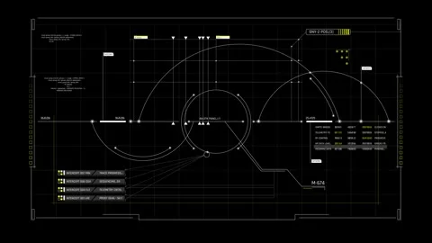 Futuristic Trajectory Analysis Dashboard With Orbital Curves Control Points Видео 341559902