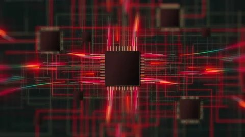 Futuristic transmission of data development of neural network video Stock Footage 219248100
