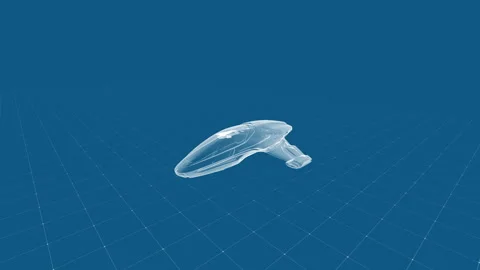Futuristic Transparent Aircraft Design in Digital Blueprint Setting Stock Footage 342003713