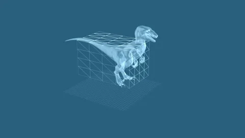 Futuristic Transparent Dinosaur in Geometric Sci-Fi Box Design Aesthetic 库存影片 342316228