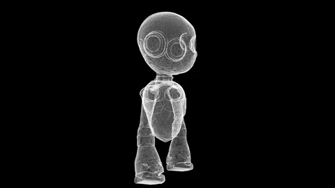 Futuristic Transparent Robot Illustration on Black Background Displaying 3D.. Vídeos de archivo 339174430