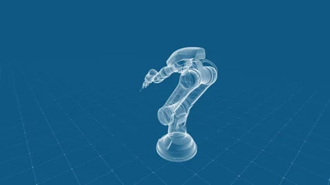 Futuristic Transparent Robotic Arm Design with a Grid Background in Digital.. Stock Footage 342507829