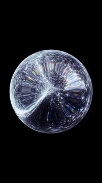 Futuristic transparent sphere with refracted light rays inside, symbolizing t Stock Illustration