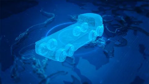 Futuristic Transparent Vehicle in Digital Technological Environment Stock Illustration