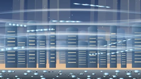 Futuristic Transportation Hub Loop - City Light Trail Traffic Backdrop Stock Footage 341869138