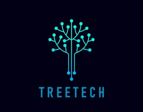 Futuristic tree tech icon with gradient branches 库存插图
