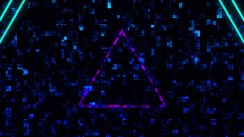 Futuristic Triangle Outline on Blue Tech Background Stock Footage 341346773