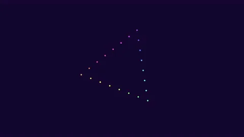 Futuristic triangle pattern with neon rainbow dots on black gradient 動画素材 230066213