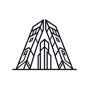 Futuristic triangle skyscraper structure for corporate branding. Illustrazione stock