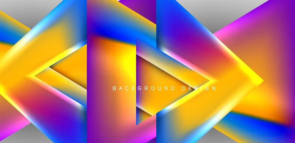 Futuristic triangle vector abstract background with colorful fluid gradients Illustrazione stock