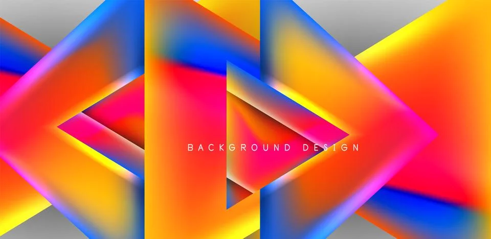 Futuristic triangle vector abstract background with colorful fluid gradients Stock Illustration
