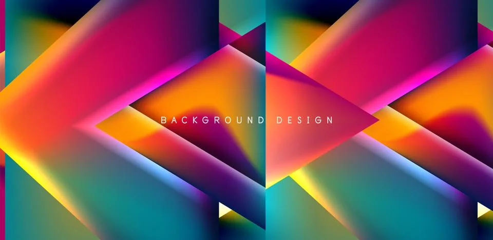Futuristic triangle vector abstract background with colorful fluid gradients 库存插图