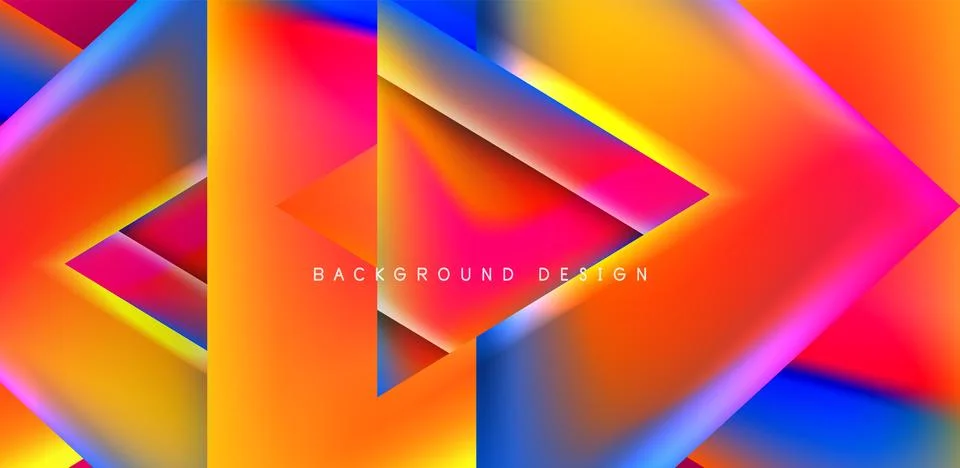 Futuristic triangle vector abstract background with colorful fluid gradients Stock Illustration