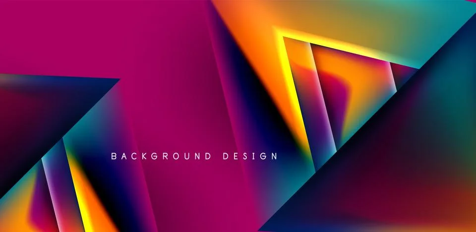 Futuristic triangle vector abstract background with colorful fluid gradients Stock Illustration