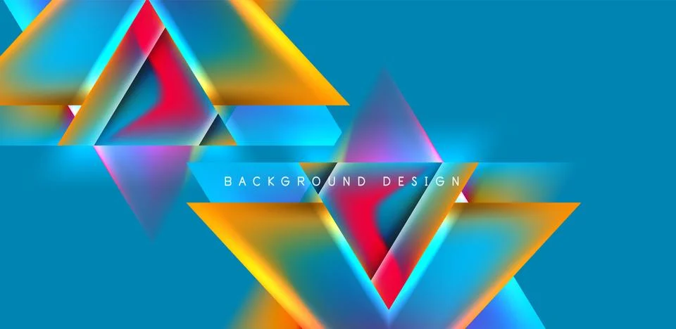 Futuristic triangle vector abstract background with colorful fluid gradients Stock Illustration