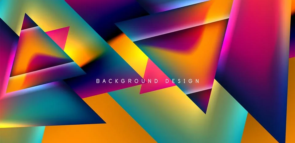 Futuristic triangle vector abstract background with colorful fluid gradients Stock Illustration
