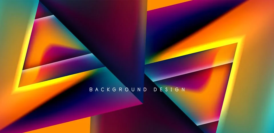 Futuristic triangle vector abstract background with colorful fluid gradients Stock Illustration