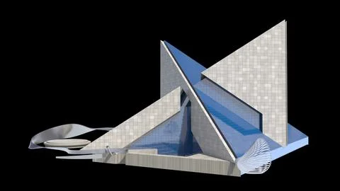 Futuristic Triangular 3D Architecture イラスト素材
