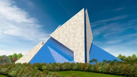 Futuristic Triangular Architecture Aerial Stock Illustration