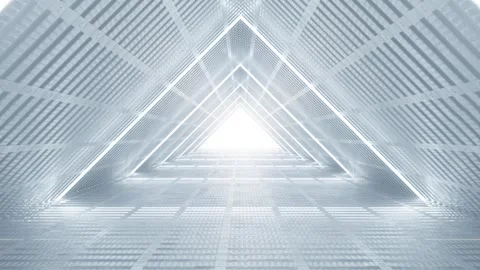 Futuristic Triangular Interior with Bright Light 4k 60fps looping animation Stock Footage 304944079