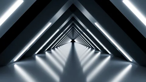 Futuristic triangular light tunnel seamless loop Vídeo Stock 347722976